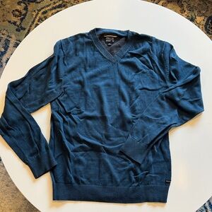 RVCA Men's Deep Blue V-Neck Sweater - all cotton